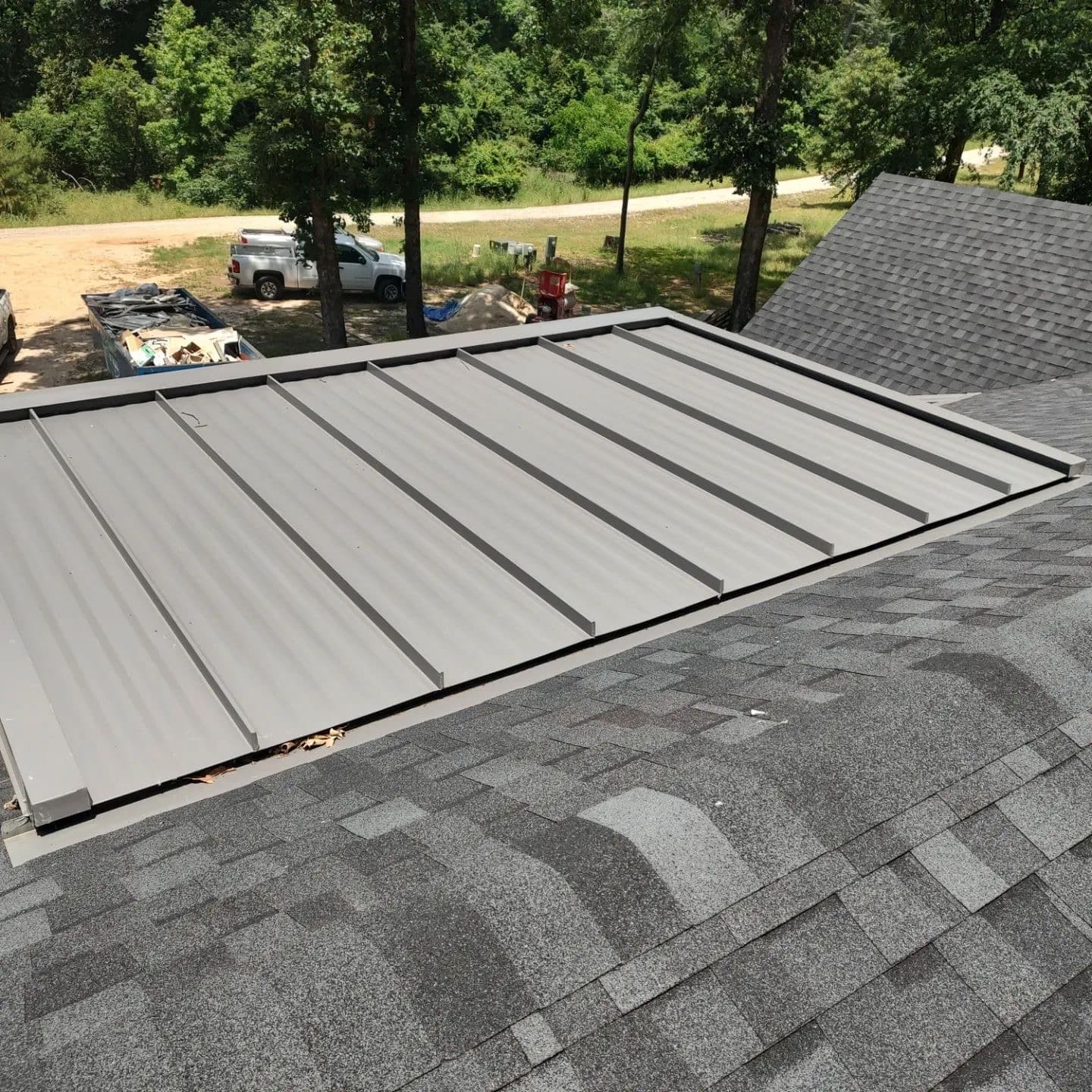Detailed view of a finished North Texas roofing system